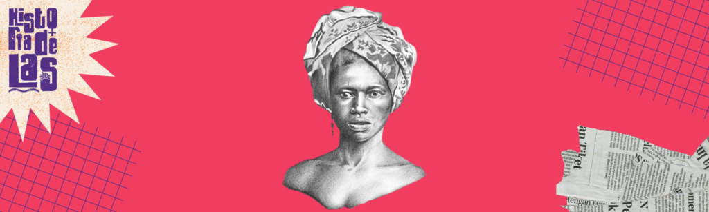 Imagem de Luísa Mahin com fundo rosa e logo da Historiadelas na esquerda. 